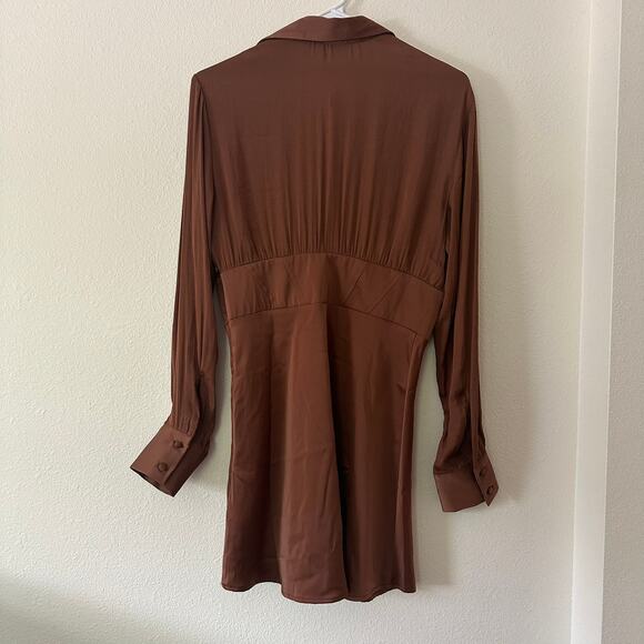 Urban Outfitters Womens Phoebe Corset Dress Size M Satin Metallic Party Copper - Picture 6 of 11